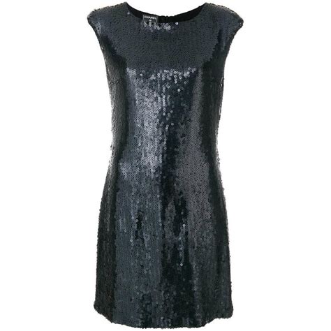 chanel black sequin dress|chanel evening gowns.